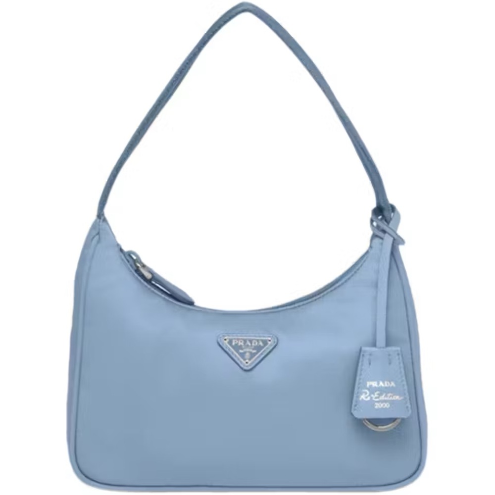 Prada Blue Shoulder Bag with Silver Hardware